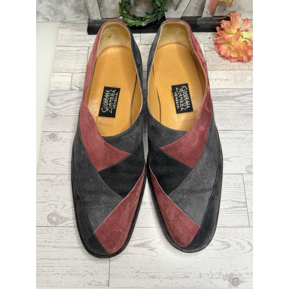 Vtg Size 10 Made to Order Giovanna Zanella Suede Slip On Shoes Italy‎ Inside 11"